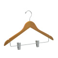 high quality Douglas fir wooden pants hanger OEM with metal clips